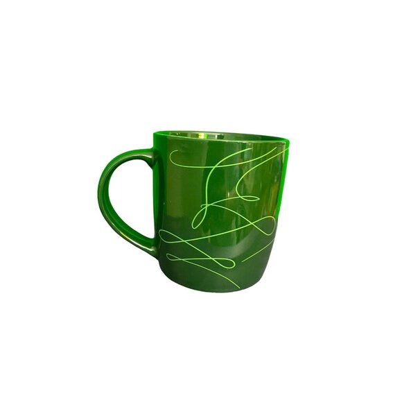 Starbucks 12 oz Ceramic Coffee Mug Green Swirls Winter Holiday 2020 - Picture 2 of 8